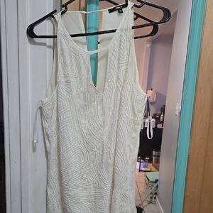 Zara White Beaded Sleeveless Dress